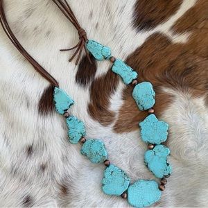 Turquoise Stone Statement Necklace - Blue Boho Necklace